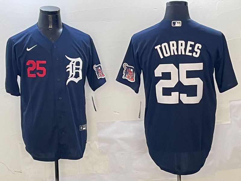 Men Detroit Tigers #25 Torres Drak Blue Game 2025 Nike MLB Jersey style 3128->detroit tigers->MLB Jersey